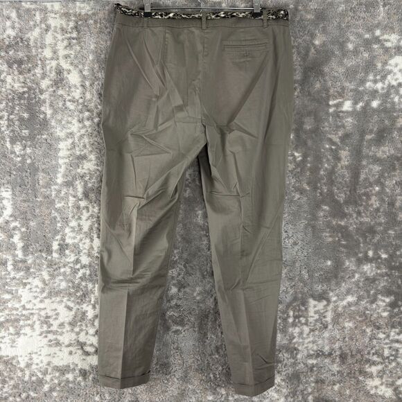 Gerry Weber Size 8 Casual Flat Front Belt Pants Gray Straight Leg Button Zip - Picture 3 of 10